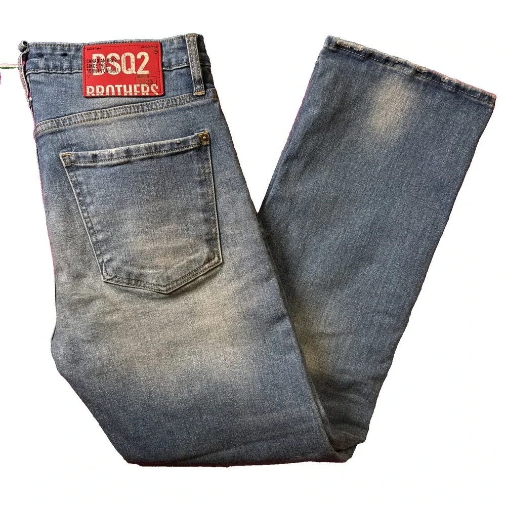 DSQUARED2 Jeans Distressed Faded Blue Straight Leg Made in Italy Men Fit 32x30